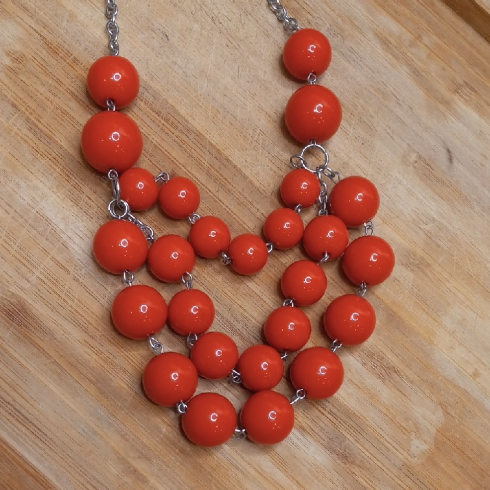 Bold Orange Beaded Necklace